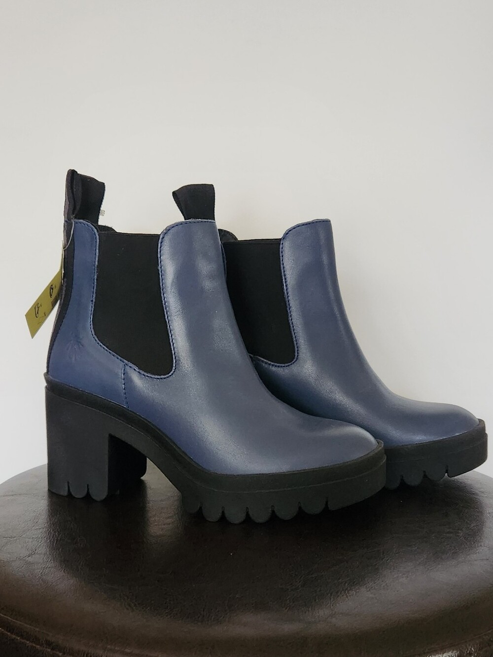 NWT Fly London Navy Blue Chunky Chelsea Booties